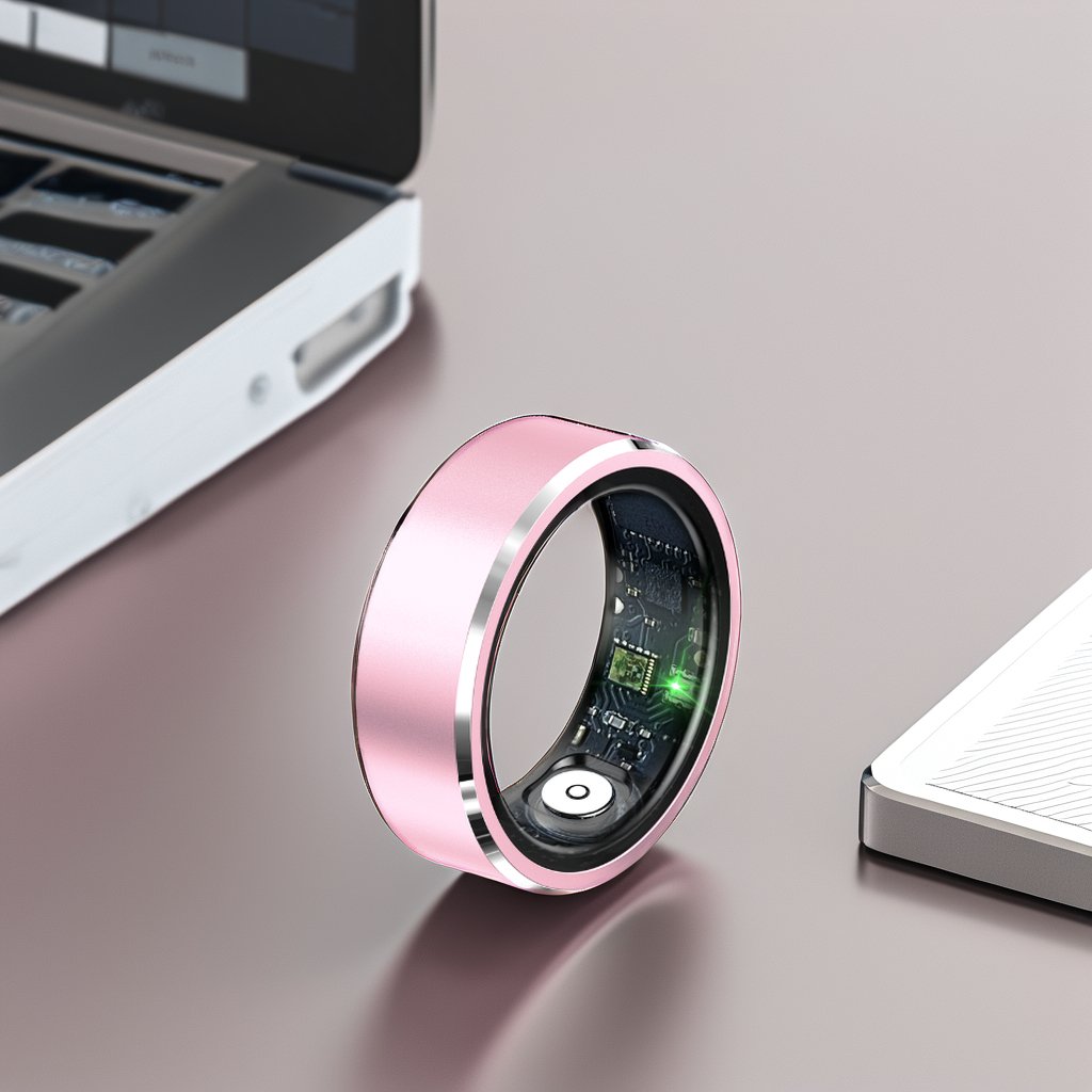 2024 New Pink Smart Ring Fitness Tracker Smart Touch for Women with Remote Function Heart Rate Blood Oxygen Sleep Monitor